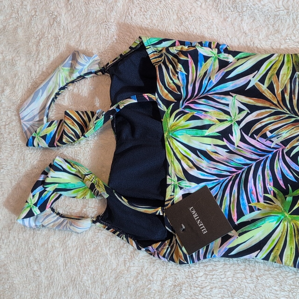 Ellen Tracy Tropical Palm Leaf One-piece Swimsuit Size 8 NWT - Picture 8 of 16